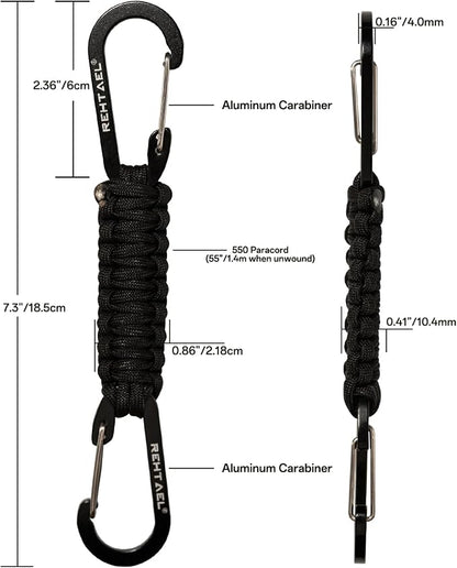 Paracord Braided Carabiner Keychain Lanyard Strap, Hanger Stroller Hook w/2 - Image 2