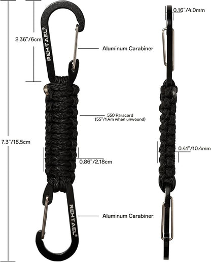 Paracord Braided Carabiner Keychain Lanyard Strap, Hanger Stroller Hook w/2 - Image 2