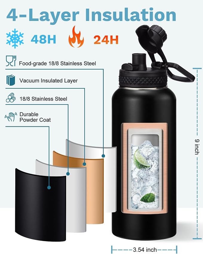 BENZZO 32oz Insulated Water Bottle - Image 5