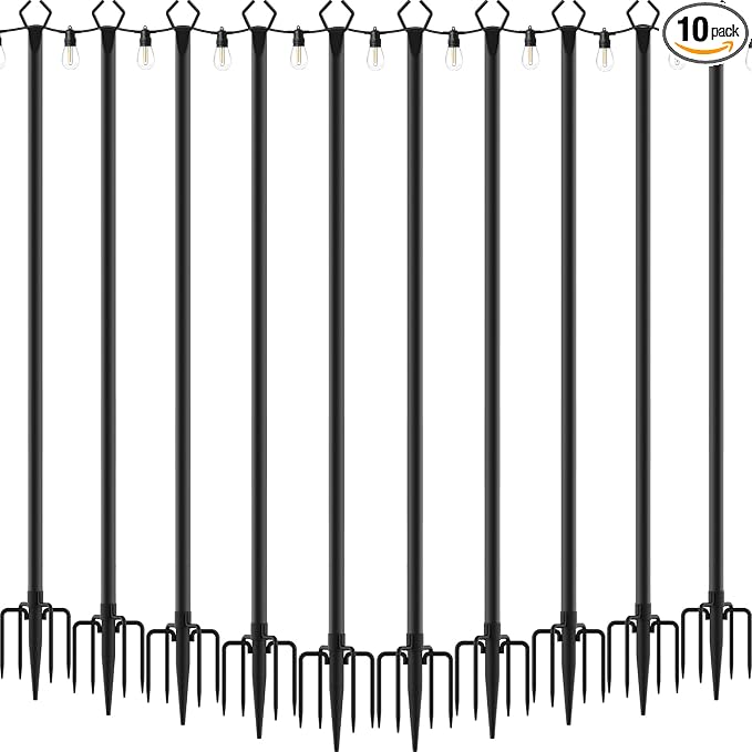 AILBTON 10 Pack 10Ft String Light Poles, Light Poles by AILBTON