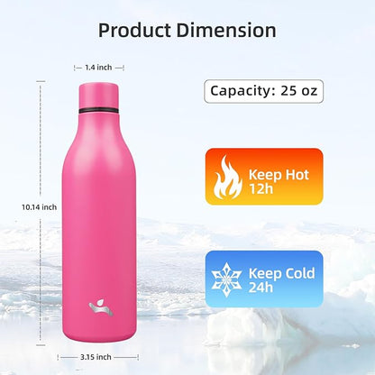 Insulated Water Bottle with Strap, 25 oz Double Wall Stainless Steel Vacuum - Image 2