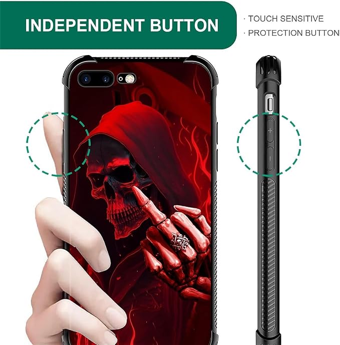 for iPhone 7/8 Case, Gestures Funny Skull Pattern Graphic Design Girl Boy Soft - Image 6
