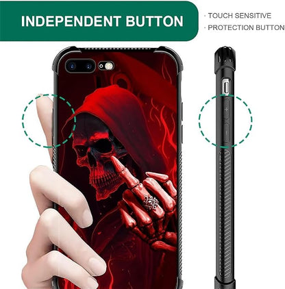 for iPhone 7/8 Case, Gestures Funny Skull Pattern Graphic Design Girl Boy Soft - Image 6