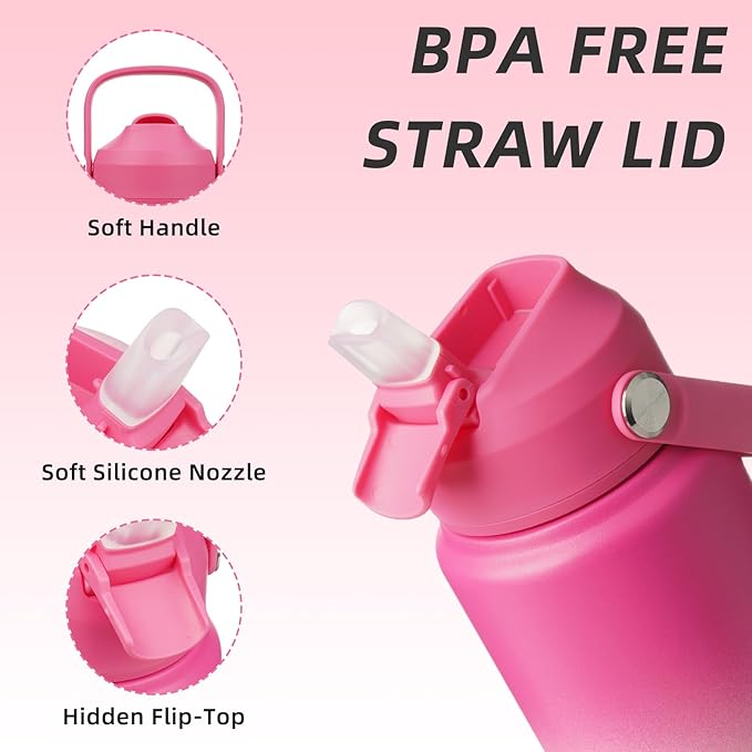 BJPKPK Water Bottle with Straw Lid, 24oz Vacuum Insulated Water Bottles - Image 2