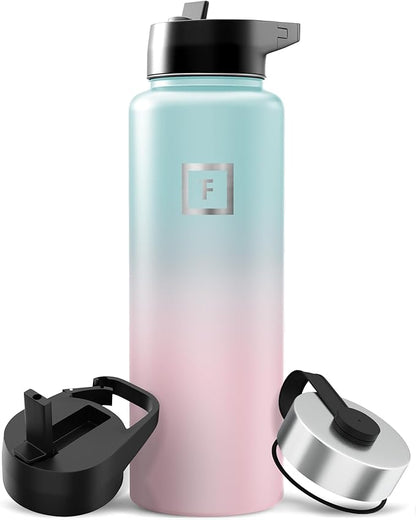 IRON °FLASK Camping & Hiking Hydration Flask - 40 oz Bubble Gum by IronFlask