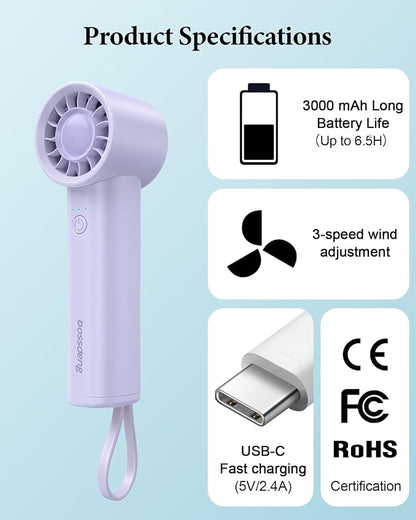 Portable Handheld Fan with Power Bank, 3 IN 1 USB Rechargeable Mini Personal - Image 8