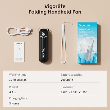 Mini Handheld Fan, USB Rechargeable 3 IN 1 Personal Cooler Fans - Image 9