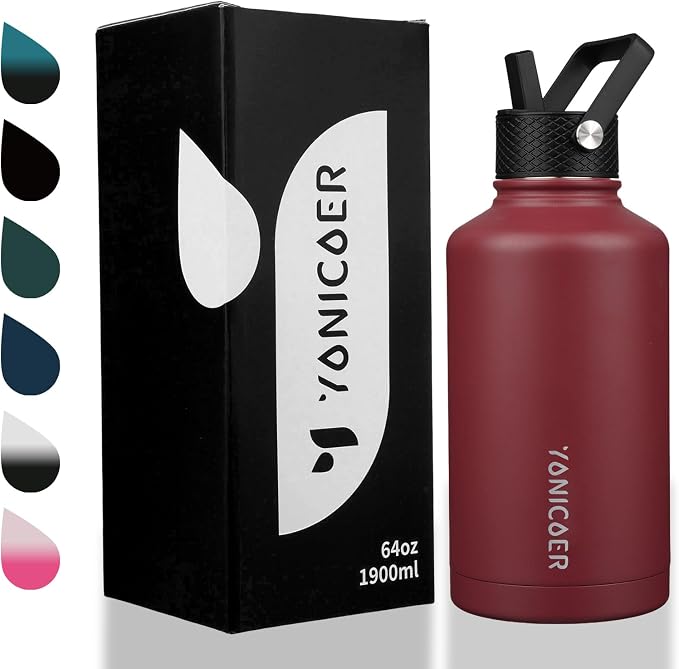 Insulated Water Bottle 64oz, Triple Wall Vacuum Stainless Steel, Leak Proof & - Image 7