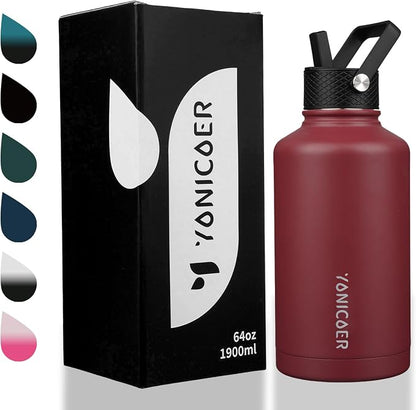 Insulated Water Bottle 64oz, Triple Wall Vacuum Stainless Steel, Leak Proof & - Image 7