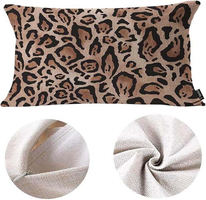 EKOBLA 12"x20" Throw Pillow Cover Leopard Skin Real Jaguar Print Abstract Brown - Image 5