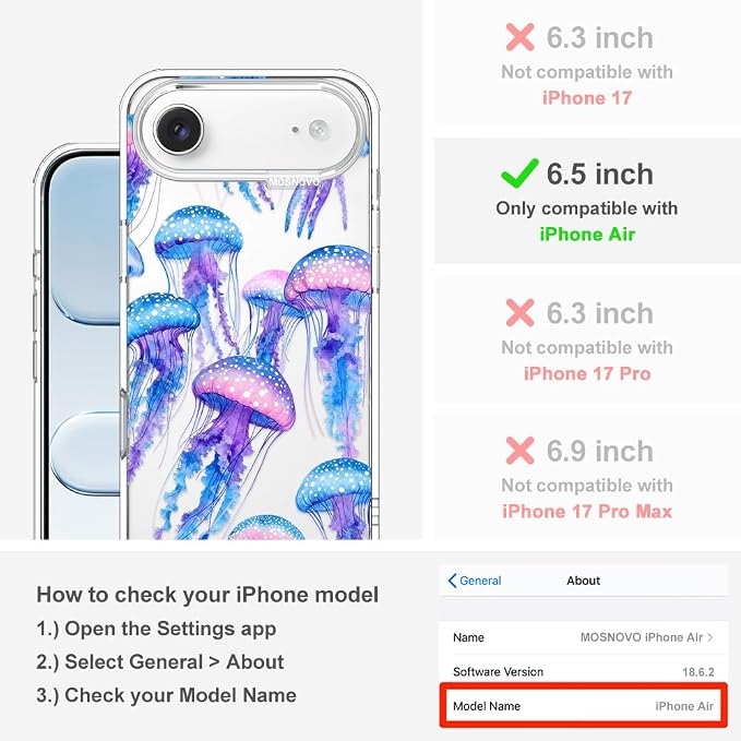 MOSNOVO for iPhone Air Case, Shockproof Military-Grade Protection 6.6ft Drop - Image 2