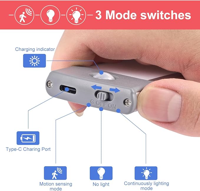 54-LED Motion Sensor Cabinet Light, Under Counter Closet Wireless USB - Image 3