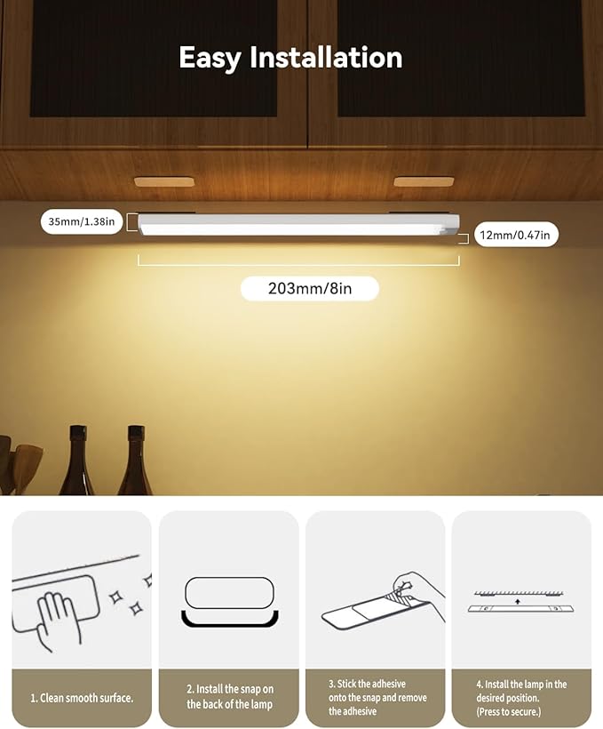 Under Cabinet Lighting Wireless, 3 Packs Rechargeable Motion Sensor Light - Image 6