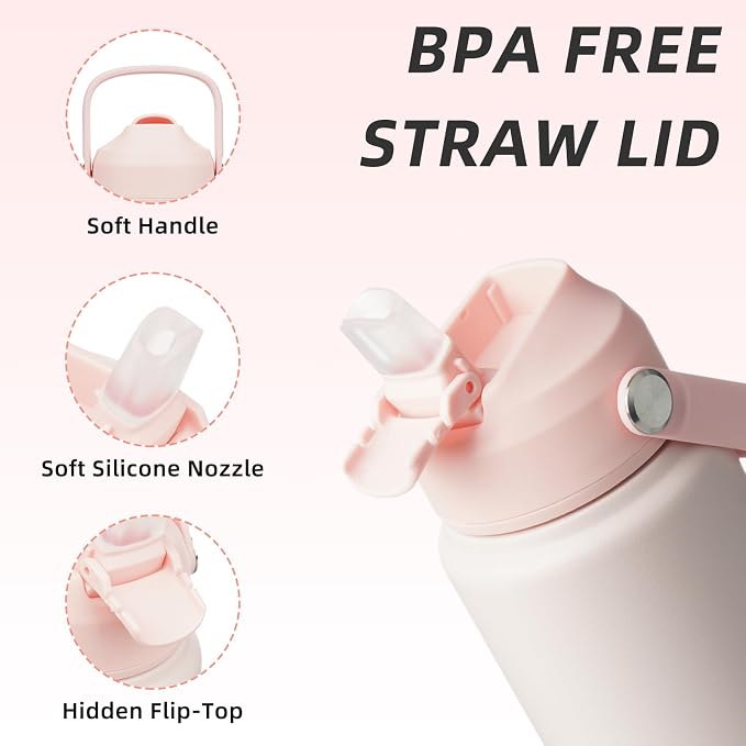 BJPKPK Water Bottle with Straw Lid, 24oz Vacuum Insulated Water Bottles - Image 2