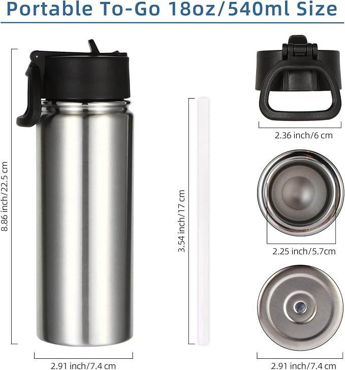 Volhoply 18oz Insulated Water Bottle Bulk 8 Pack, Kids Stainless Steel Water - Image 4