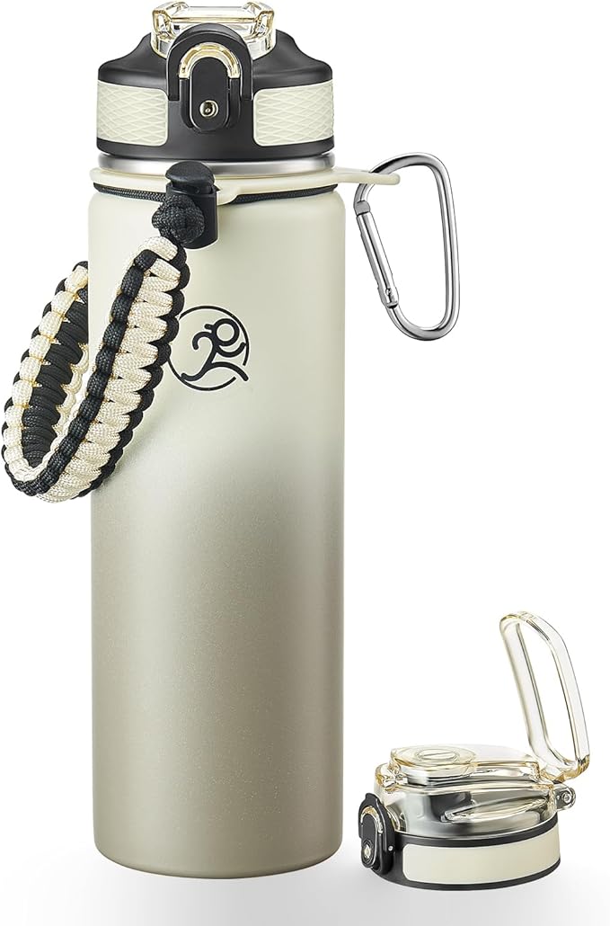 GOSWAG Insulated Sports Water Bottle, 24oz 2 Lids, Stainless Steel Water Bottles by GOSWAG