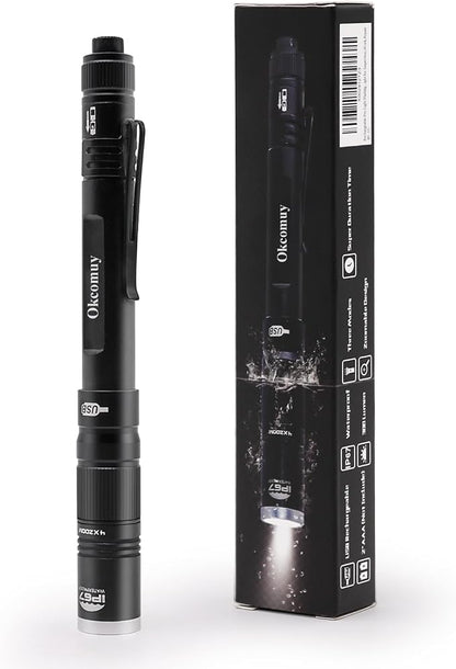 okcomuy Rechargeable LED Pen Light Flashlight, 300 Lumens IP67 Waterproof - Image 8