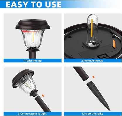 Solar Lights Outdoor, 6 Pack Metal Solar Pathway Lights, Heavy Duty Stainless - Image 7