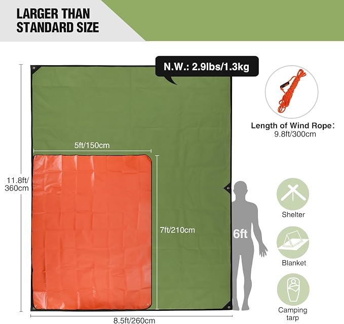 RedSwing 2-Pack Heavy Duty Survival Blanket, Waterproof Emergency Thermal Tarp - Image 2