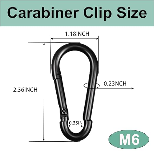 Black Carabiner, Heavy Duty Galvanized Steel Spring Snap Hook Carabiner Clips - Image 2