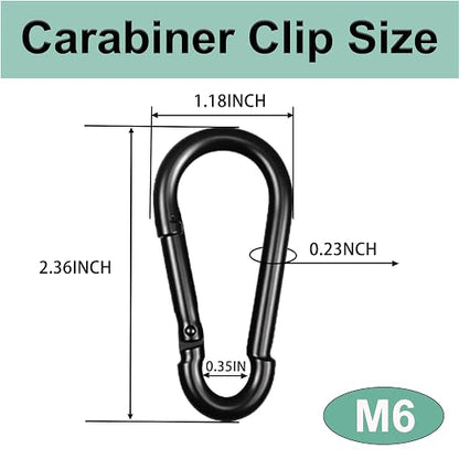 Black Carabiner, Heavy Duty Galvanized Steel Spring Snap Hook Carabiner Clips - Image 2