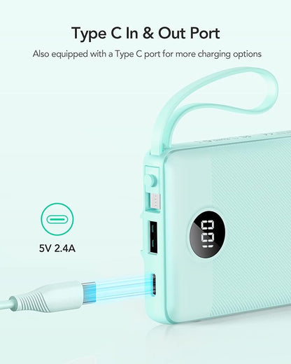 VRURC Portable Charger for iPhone, Compact Travel Power Bank 10000mAh, USB C - Image 3