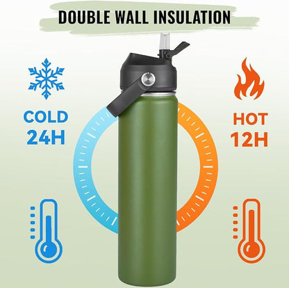 Fijinhom 24oz Insulated Stainless Steel Water Bottle, Wide Mouth Double Wall - Image 5