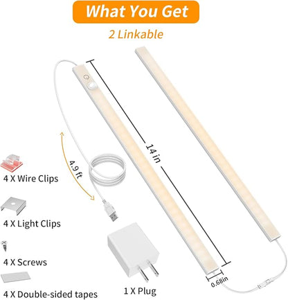 14" Slim USB Plug-in LED Motion Sensor Light Indoor, Bright & Dimmable Under - Image 5