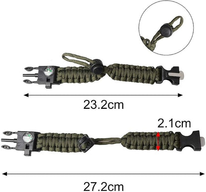 ZHIYE Survival Paracord Bracelet Flint Fire Starter Scraper Compass Wilderness - Image 3