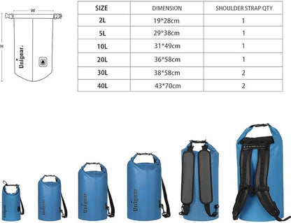 Unigear Dry Bag Waterproof, 2L/5L/10L/20L/30L/40L Floating and Lightweight Bags - Image 2