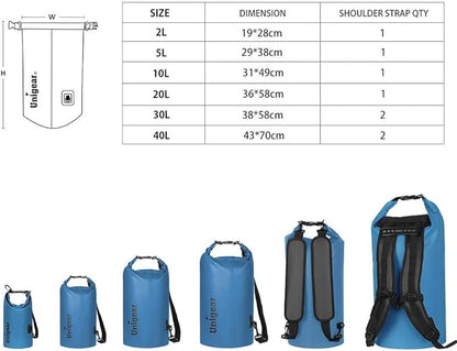 Unigear Dry Bag Waterproof, 2L/5L/10L/20L/30L/40L Floating and Lightweight Bags - Image 2