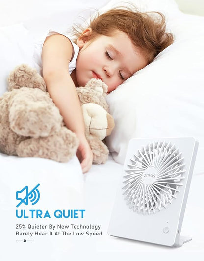 Zuvas Desk Fan Battery Operated Fan Rechargeable 180°Tilt Folding Personal Fan - Image 2