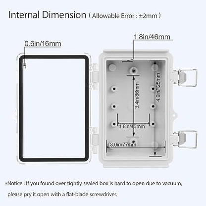 LeMotech Electrical Box, IP67 Waterproof Hinged Clear Cover Stainless Steel - Image 5