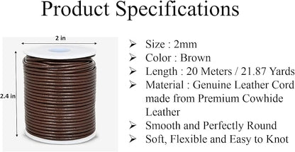 GENIQUE Real/Genuine Round Leather String Cord - Image 3