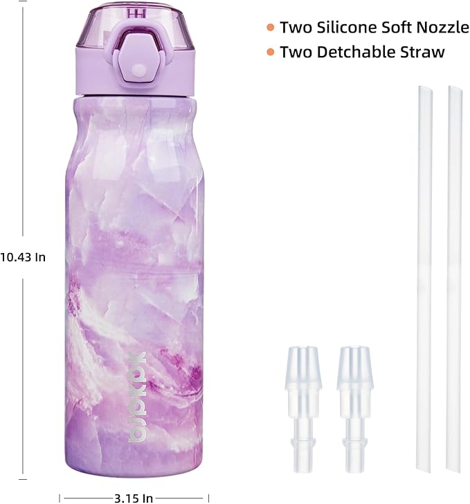 BJPKPK Water Bottle with Straw 25oz Insulated Water Bottles Reusable Stainless - Image 4