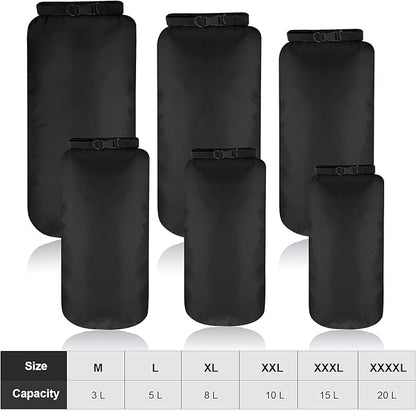 Shappy 6 Pcs Waterproof Dry Bag Set Ultralight Stuff Sack 20/15/10/8/5/3L - Image 2