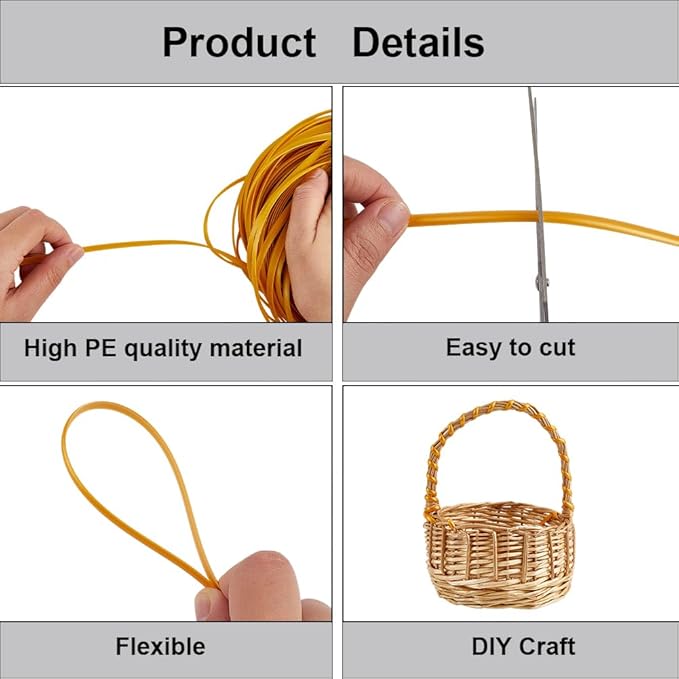 GORGECRAFT 30m*5mm Rattan Weaving Wicker Basket Wicker Repair Kit Orange - Image 5
