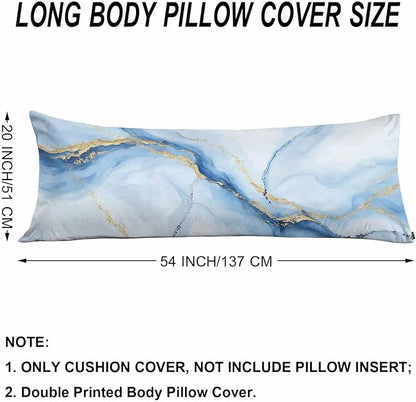 Couch Pillows Decorative Body Pillow Cover Marble, Abstract Marble Blue Gold - Image 6