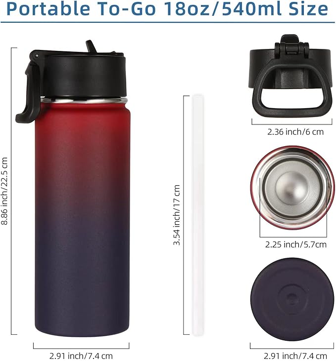 Volhoply 18oz Insulated Water Bottle Bulk 4 Pack, Kids Stainless Steel Water - Image 3