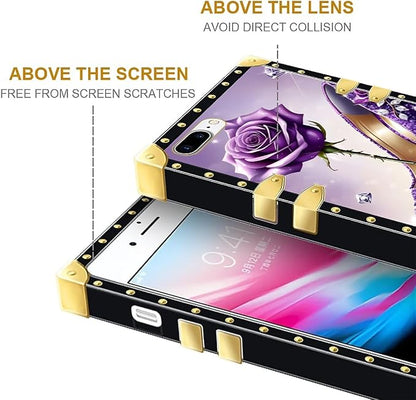 Compatible with iPhone 8 7 SE Case, High Heeled Purple Diamond Rose Luxury - Image 7