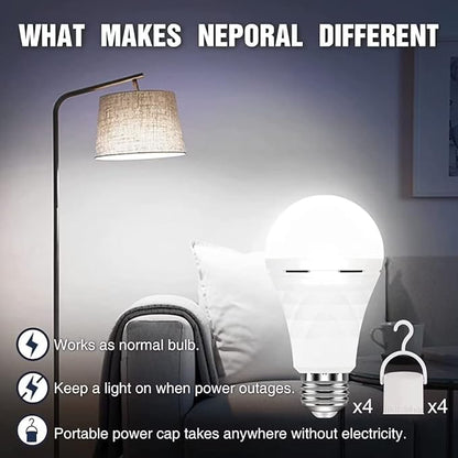 Neporal A19 Rechargeable Light Bulbs Emergency Light Bulb - Image 2