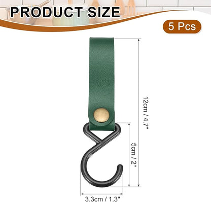 uxcell 5pcs PU Leather Hooks, S-Shape Hooks - Image 2