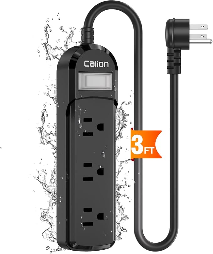 VNJ IPX6 Waterproof Outdoor Surge Protector Power Strip, 3AC Outlets 3FT Cord by Unknown