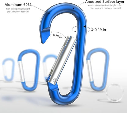 sprookber 3" Aluminum Carabiner D Ring, Caribeener Clips, Spring Snap Hook - Image 4