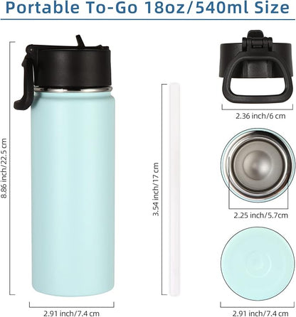 Volhoply 18oz Insulated Water Bottle Bulk 8 Pack, Kids Stainless Steel Water - Image 4