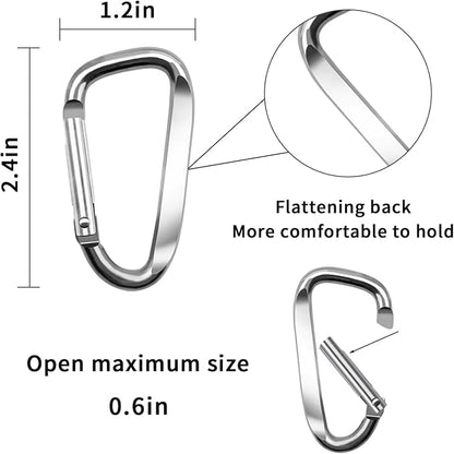 2.4" 24pcs Small Carabiner Clip Keychain, Aluminum D Ring Shape Clips - Image 2