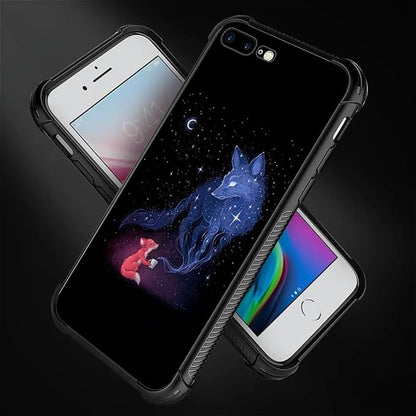 for iPhone 7/8 Case, Galaxy Fox Wolf Pattern Graphic Design Girl Boy Soft - Image 2