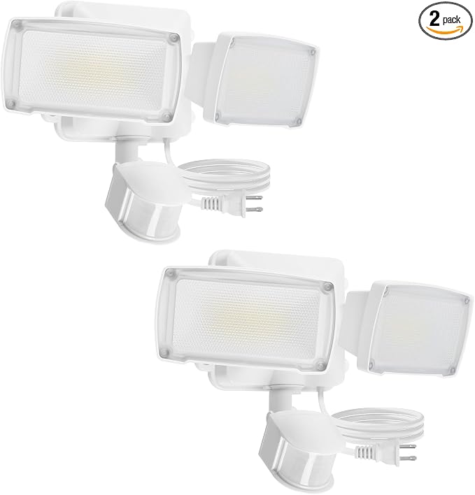 LUTEC 21W 2 Pack Plug in Motion Sensor Light Outdoor, Flood Lights Outdoor by LUTEC