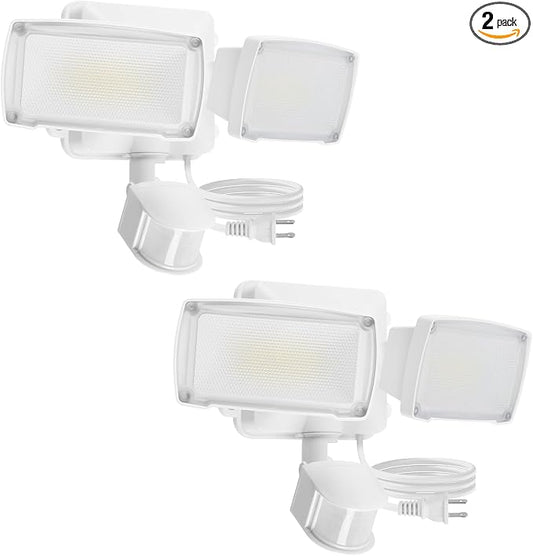 LUTEC 21W 2 Pack Plug in Motion Sensor Light Outdoor, Flood Lights Outdoor by LUTEC