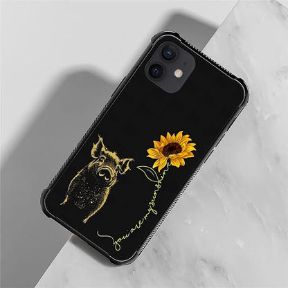 for iPhone 12/12 Pro Case, Pig Sunflower Yellow Sunshine Pattern Graphic Design - Image 7